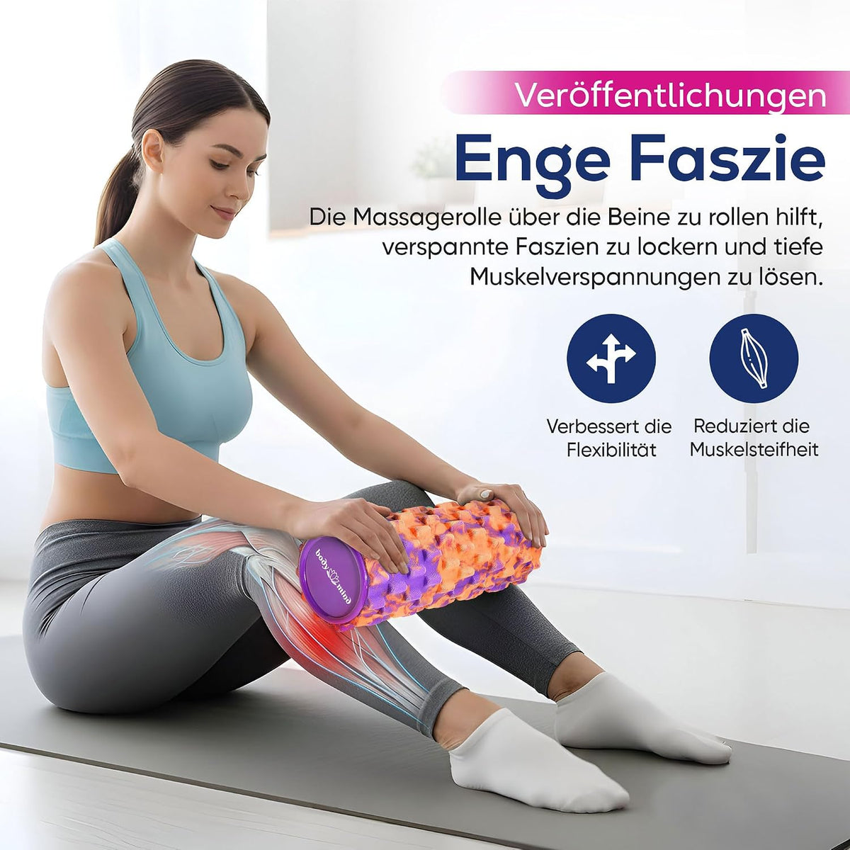 Body & Mind Faszienrolle – Massage-Rolle für Faszientraining #Farbe_Orange-Lila