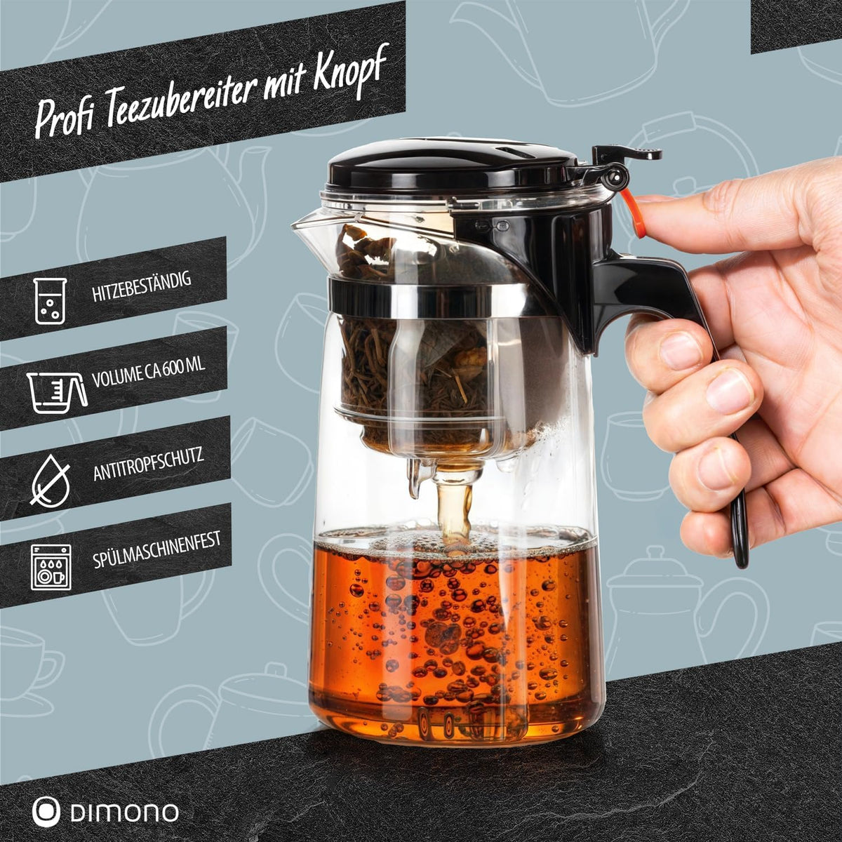 Dimono Teamaker Teebereiter - Teezubereiter aus Glas 450 ml