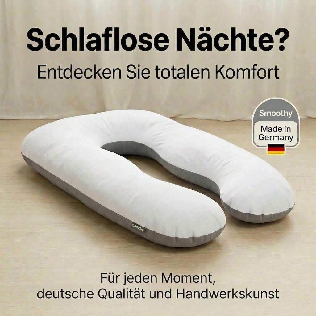Schwangerschaftskissen & Seitenschläferkissen U-Form Stillkissen #Farbe_Grau-Weiß