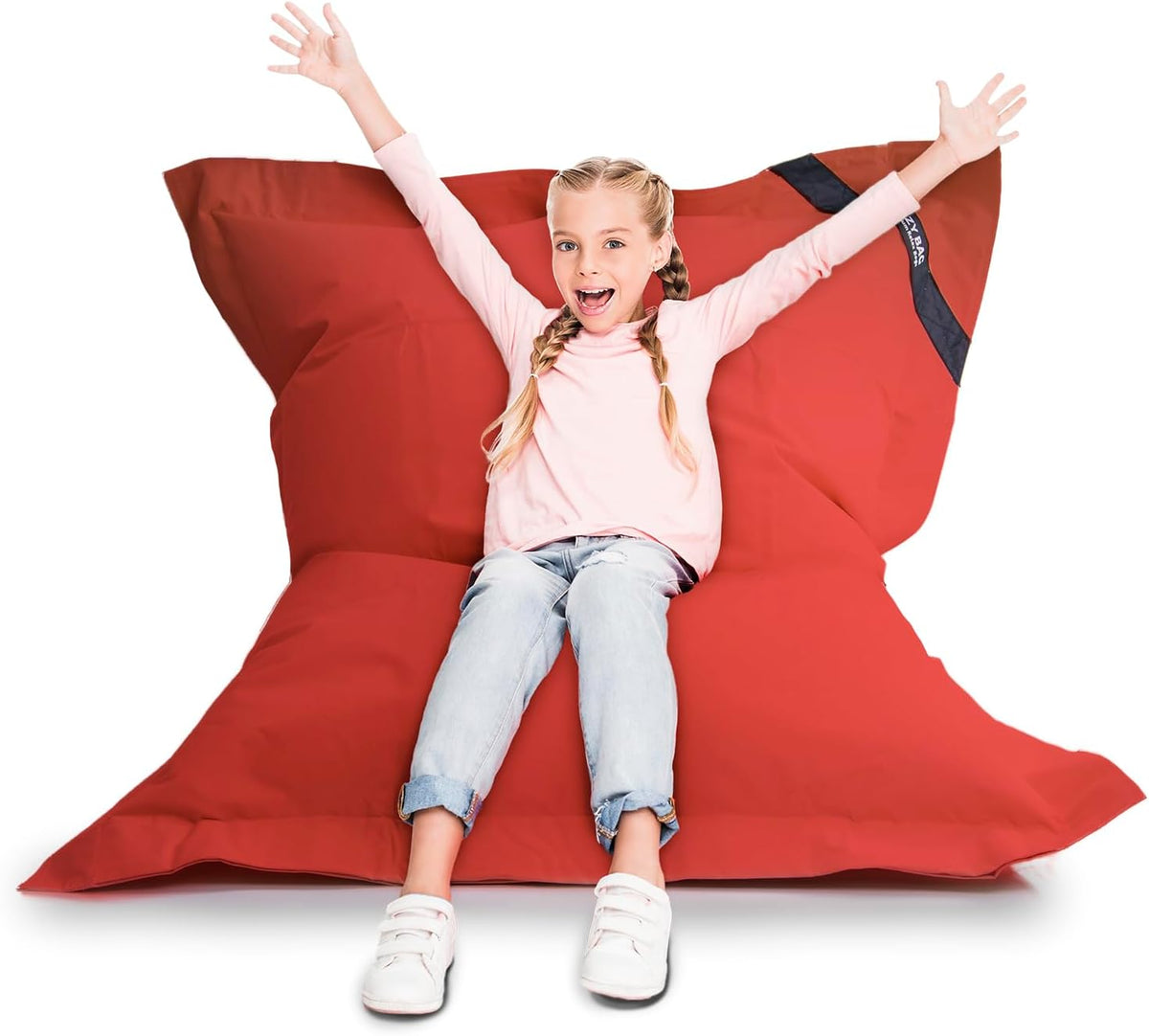 LazyBag Outdoor Sitzsack Junior – Wasserfestes Sitzkissen für Kinder #Farbe_Rot
