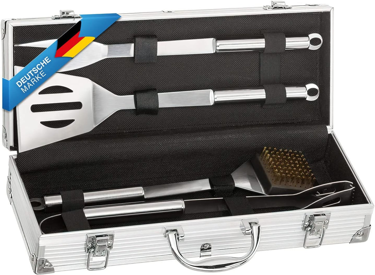 Dimono Grillbesteck-Set 5-teilig im edlen Aluminium-Kofferr