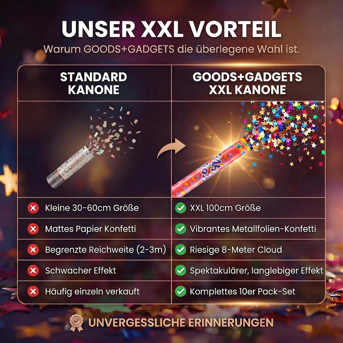 10x Konfettikanone XXL 100 cm – Bunte Sterne Party Popper #Anzahl_5