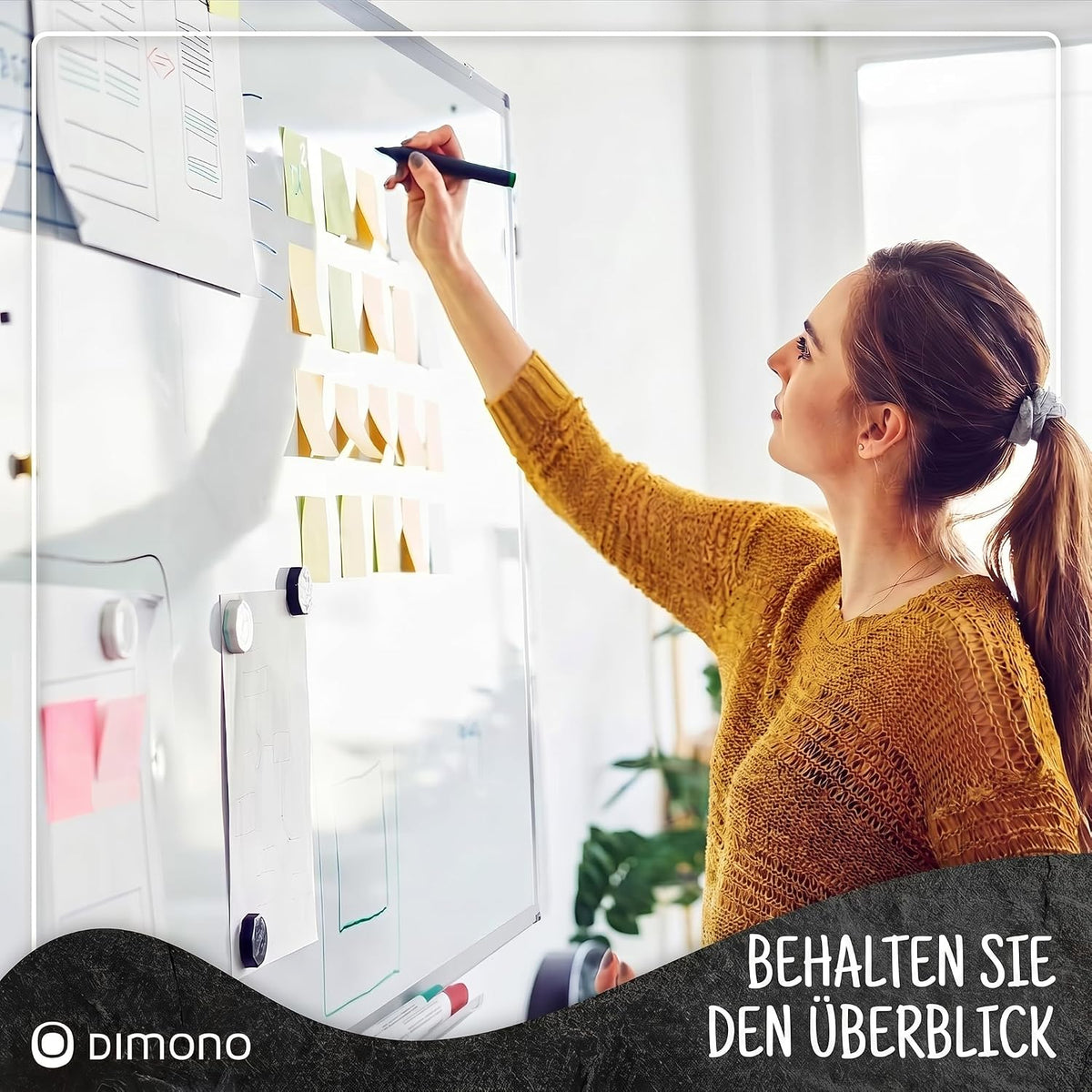 Magnetisches Whiteboard 90x60 cm mit Alurahmen & Ablage #Variante_Deluxe