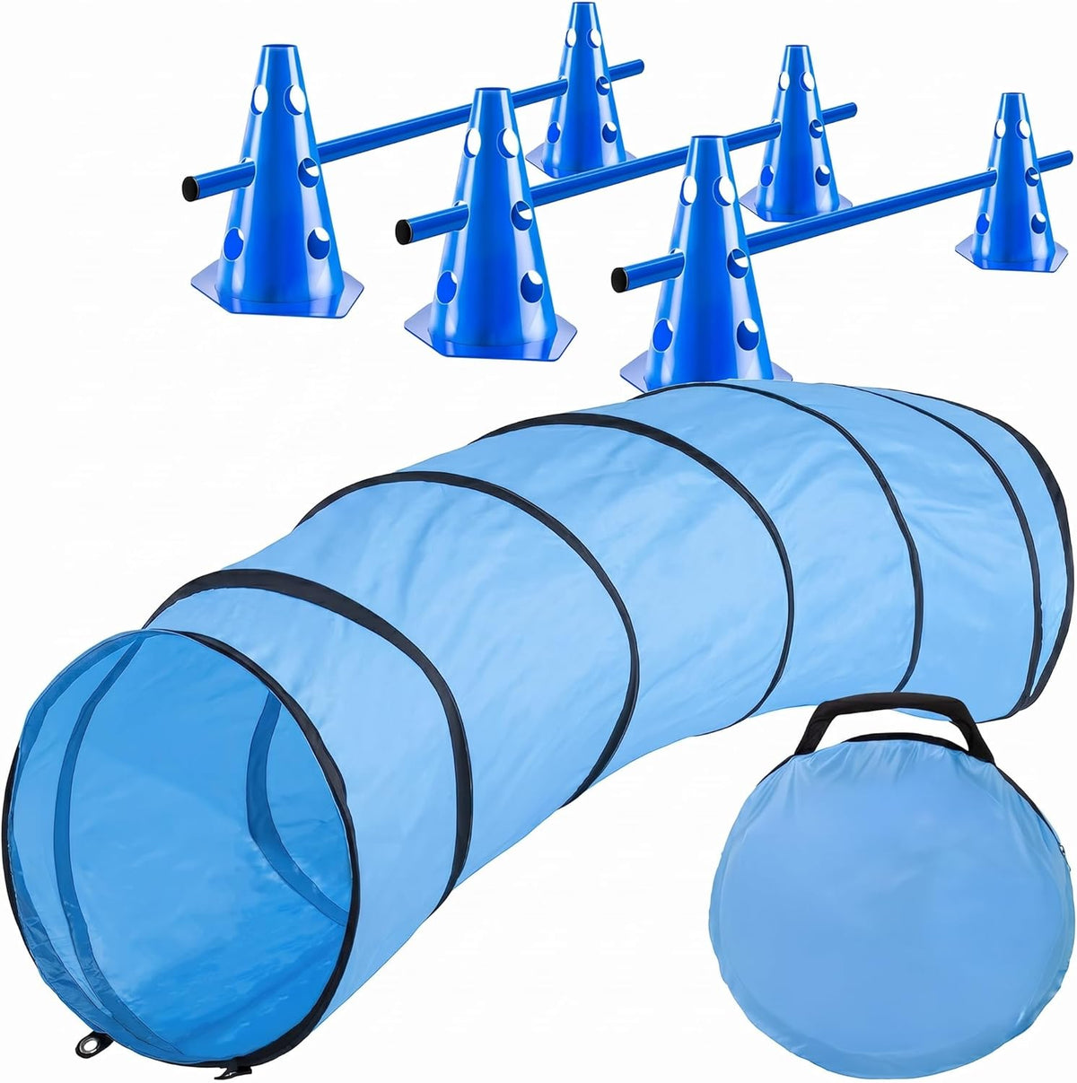 Hunde Agility Tunnel Set 500 cm - Spieltunnel mit Hürden #Variante_Kompakt