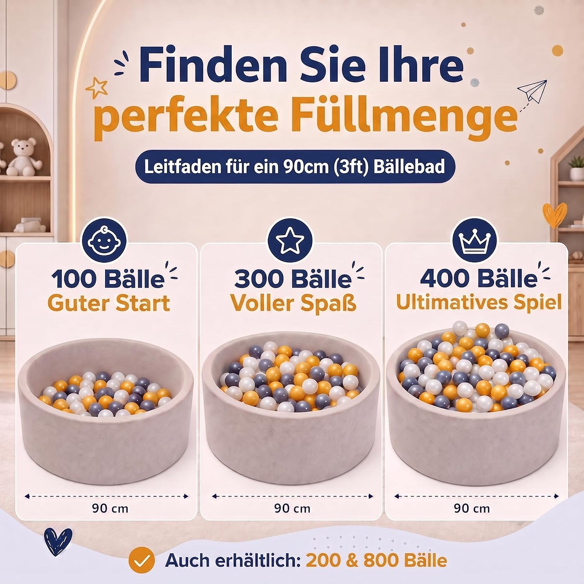 Bällebad-Bälle Gold/Weiß/Silber #Farbe_Gold/Weiß/Silber