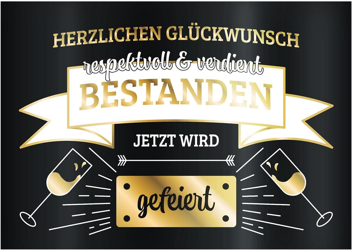 3x Flaschenetikett Verdient Bestanden – Geschenk für Prüfungen #Thema_Banderole