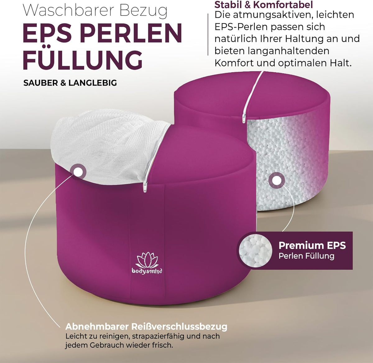 Yoga Meditationskissen - Ergonomisches Bodenkissen zur Entspannung #Farbe_Violett