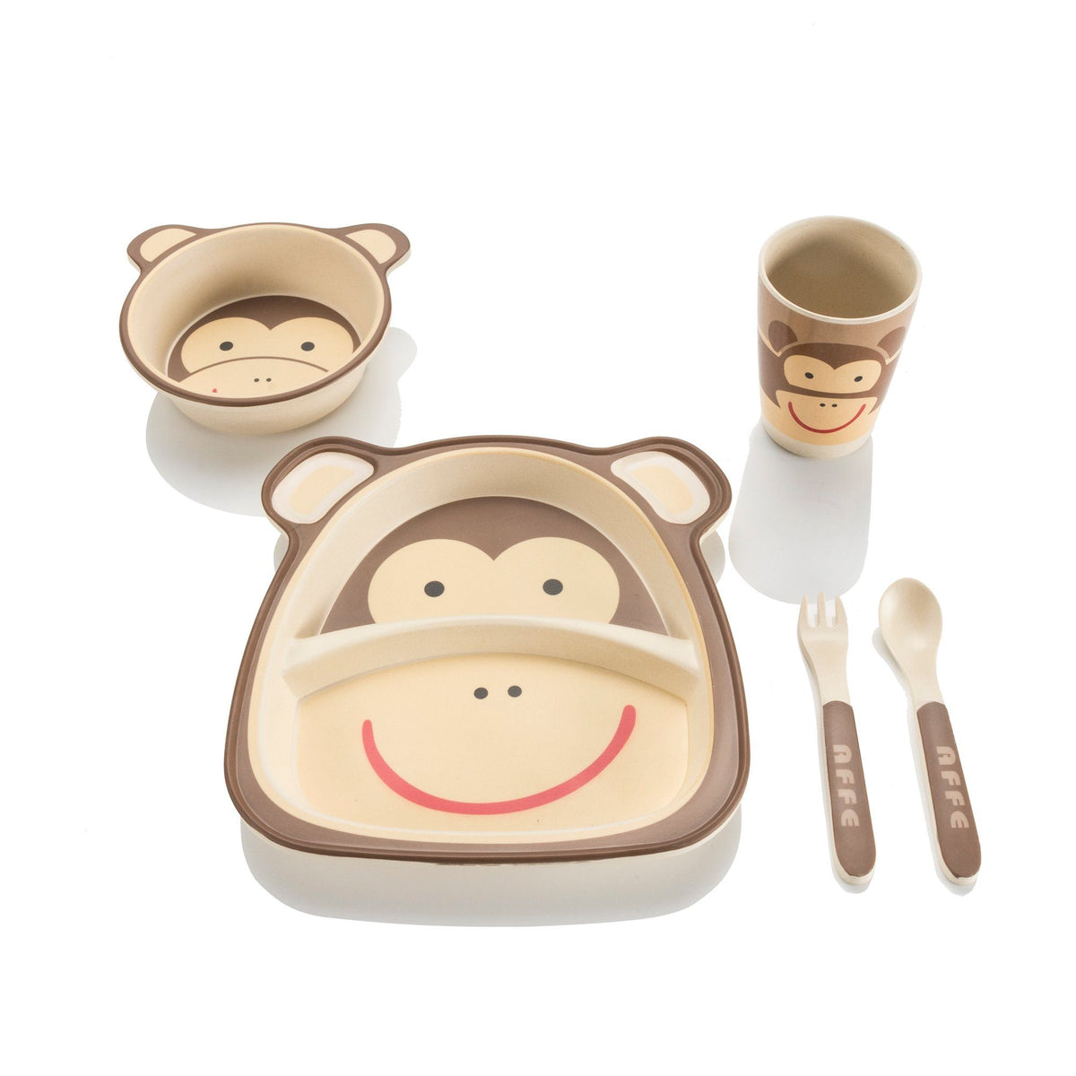 Rutschfestes 5-teiliges Kindergeschirr-Set - BPA-frei & Nachhaltig #Variante_Affe