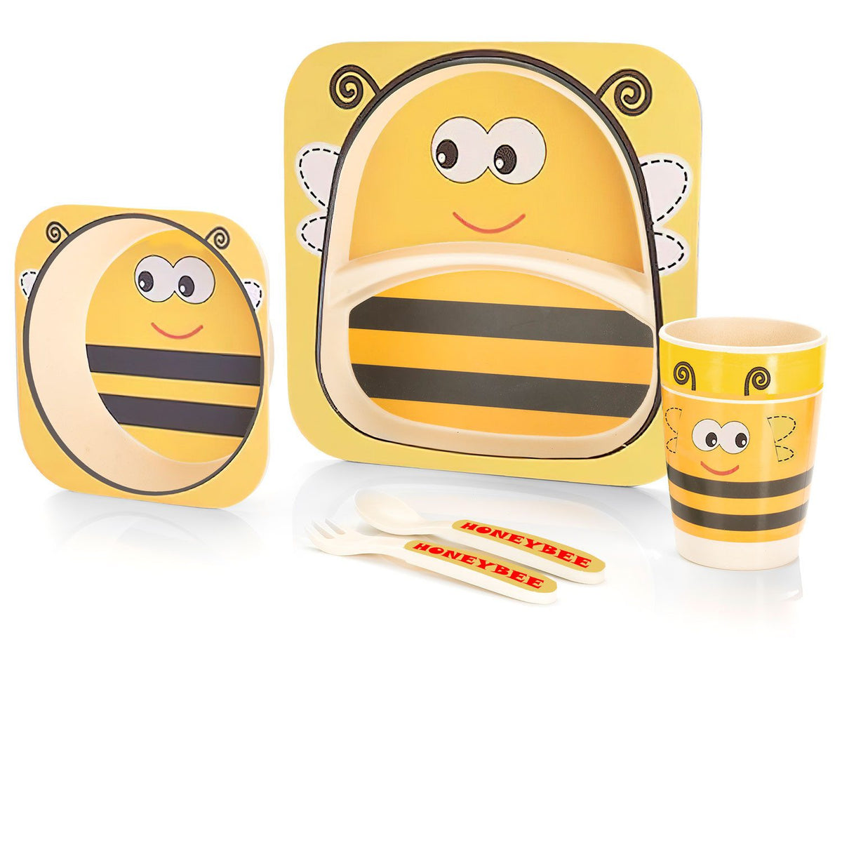 Rutschfestes 5-teiliges Kindergeschirr-Set - BPA-frei & Nachhaltig #Variante_Biene