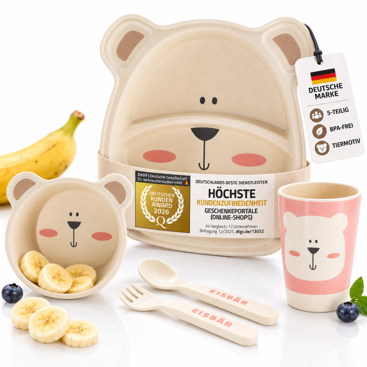 Rutschfestes 5-teiliges Kindergeschirr-Set - BPA-frei & Nachhaltig #Variante_Eisbär