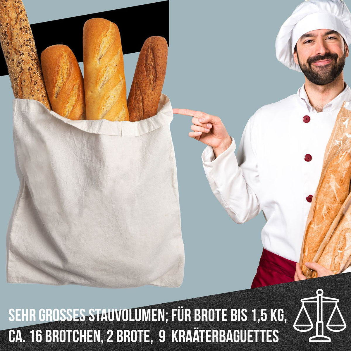 Brotbeutel mit Backwaren und Bäcker – SKU 39811255