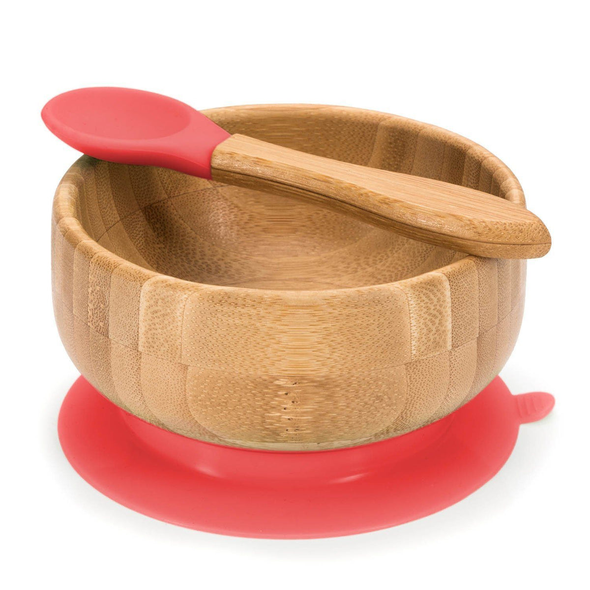 Bambus Baby-Schüssel mit Saugnapf - Rutschfester & BPA-freier Teller – Rot – SKU 78770562 – MAIN #Farbe_Rot