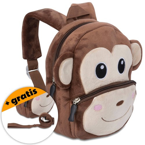 Kinderrucksack Affe – Originalansicht mit Sicherheitsleine #Variante_Affe