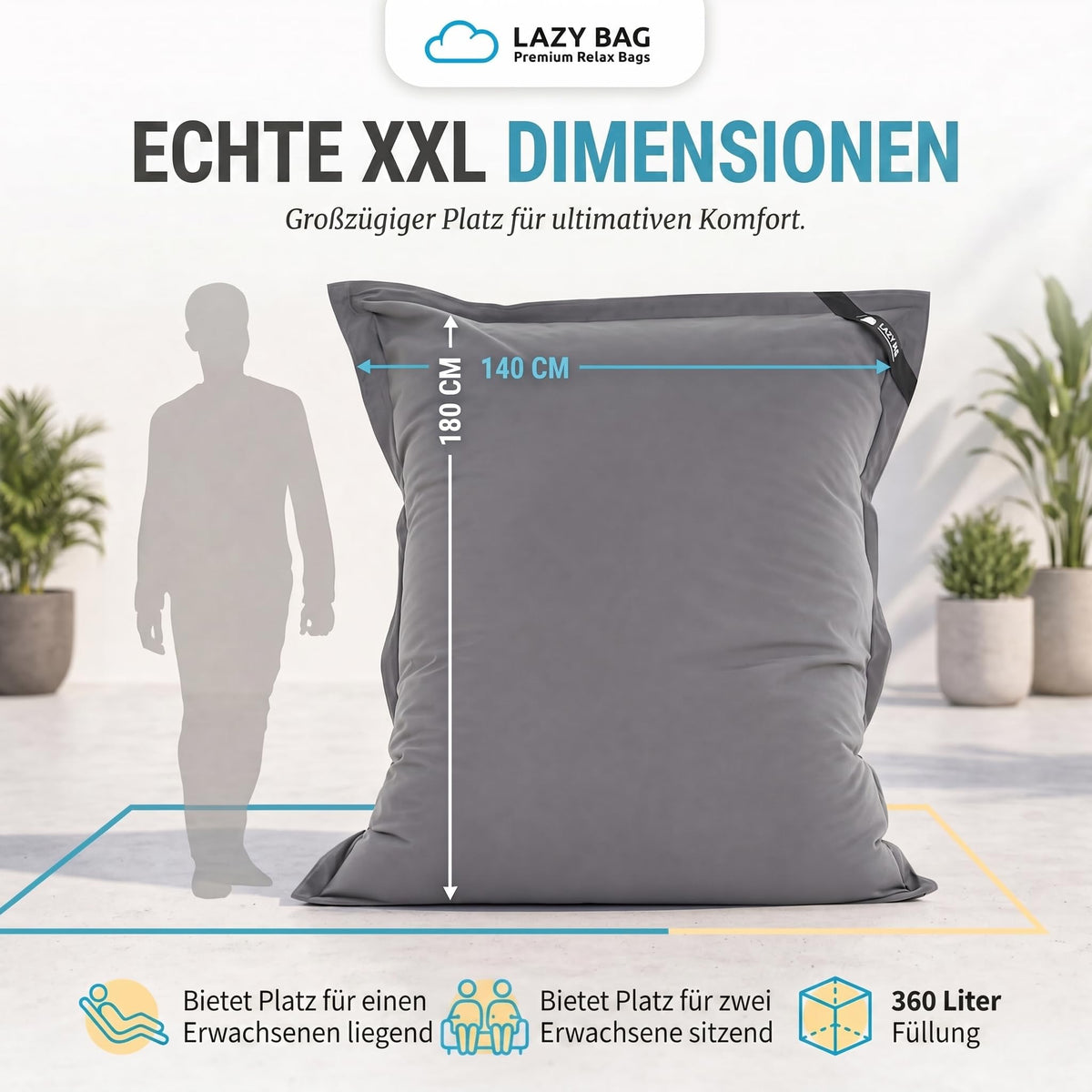 LazyBag Baumwolle Dunkelgrau – Produktbild 5 #Variante_Dunkelgrau